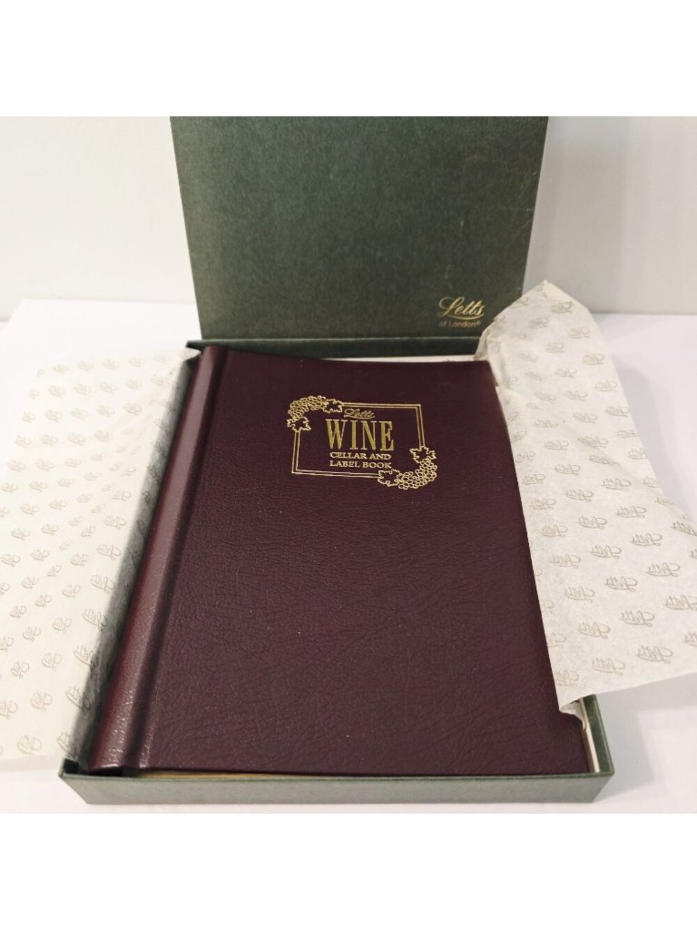 Letts of London Wine Cellar and Label Record Keeper Log Memory Book Leather
